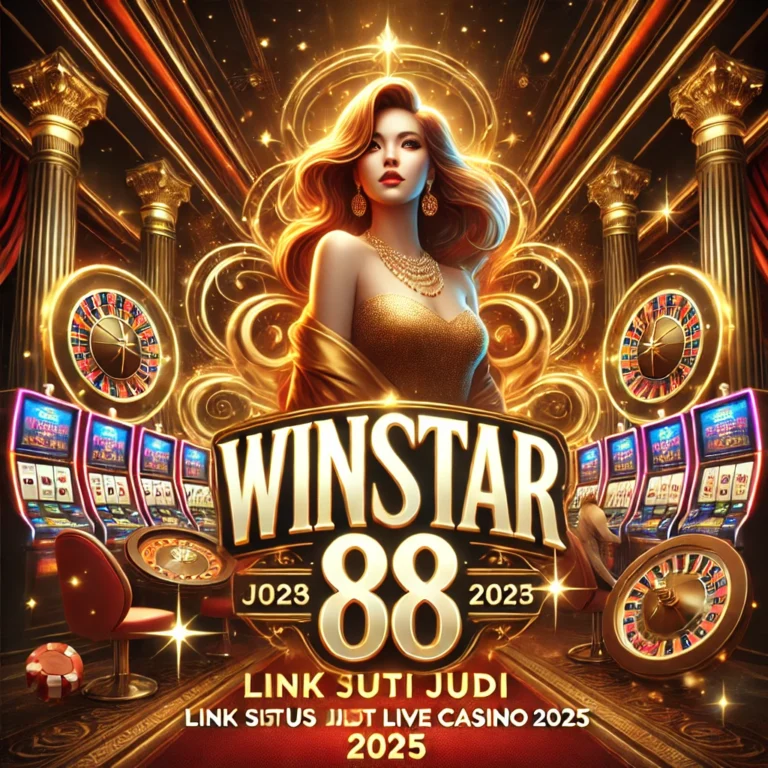 DALL·E 2025-01-06 11.24.27 - A vibrant and captivating banner for 'WINSTAR88 Link Situs Judi Slot Live Casino 2025'. The design includes a luxurious casino setting with slot machi